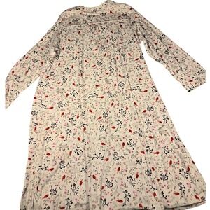 Aria Collection Women 3X Cardinal Floral Fleece Nightgown Long Sleeve White Red